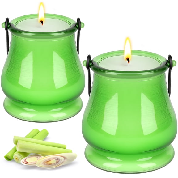 Giphtpoeet 2 Pack Citronella Candles Hanging Soy Wax Lemongrass Scented Candle for Outdoor Garden