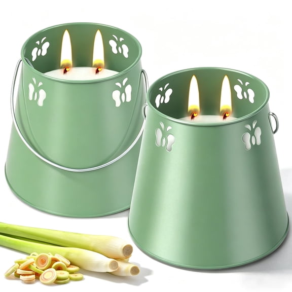 Giphtpoeet Citronella Candles Outdoor for Patio 2 Pack 38oz Large Lemongrass Summer Candles Long-Lasting Burning for Camping Garden
