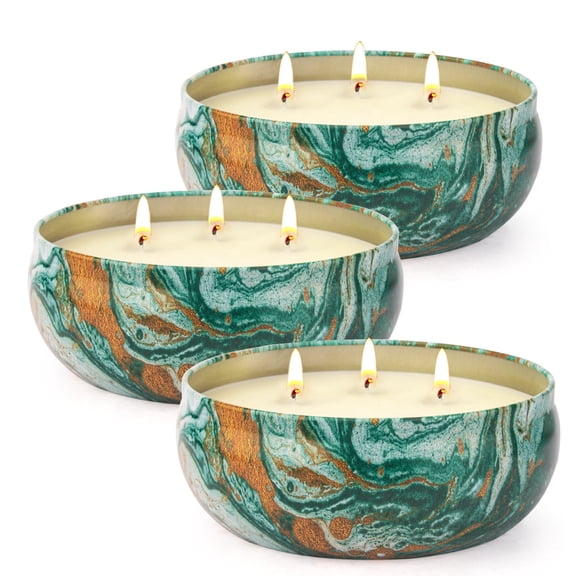 Giphtpoeet Citronella Candles Outdoor 3-Pack Large 14oz Soy Wax Lemongrass Tin Candles up to 270 Hours Burning for Patio Garden Camping