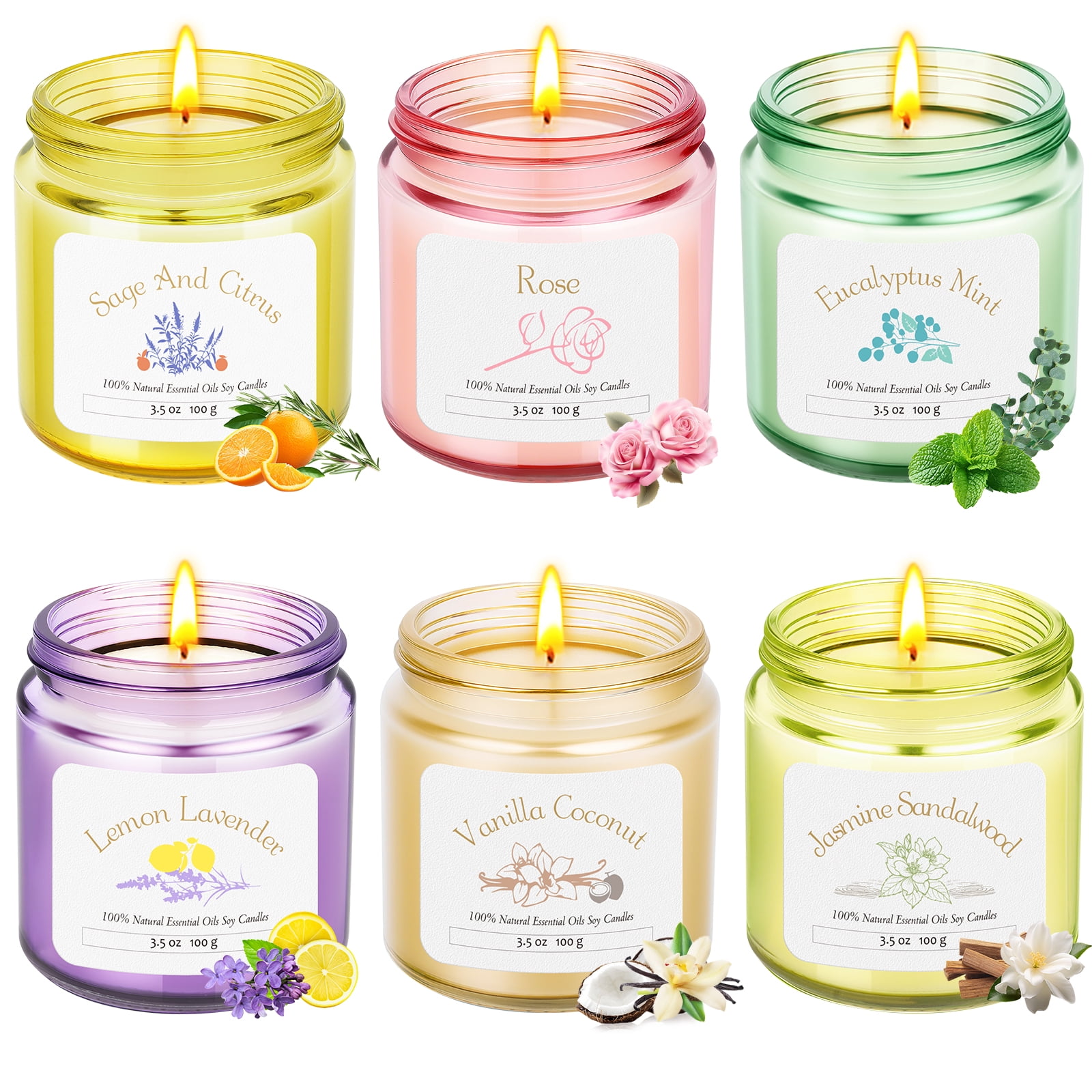 Giphtpoeet 6 Pack Scented Candles Set for Women Natural Soy Wax Aromatherapy Candles Gifts Set for Birthday Christmas Anniversary Present