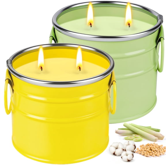 Giphtpoeet 2 Pack Citronella Candles 2-Wick 20oz Lemongrass Scented Summer Outdoor Candles for Patio Garden Balcony Backyard Camping
