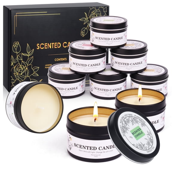 Giphtpoeet Scented Candles Gift Set 9 Pack Natural Soy Wax Jar Candles for Home Scented