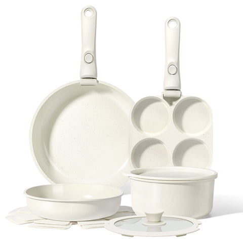 Gipp 11pcs Ceramic Cookware Sets, Pots and Pans Set Non Stick with Removable Handle, Oven & Dishwasher Safe,Induction Cookware