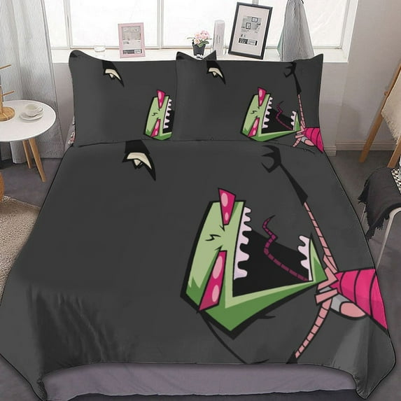 Gir Invader Zim Alien 3 Pieces Bedding Sets Comfortable Soft Comforter Sets Decoration Bedroom Gifts With 1 Duvet Cover 2 Pillowcases