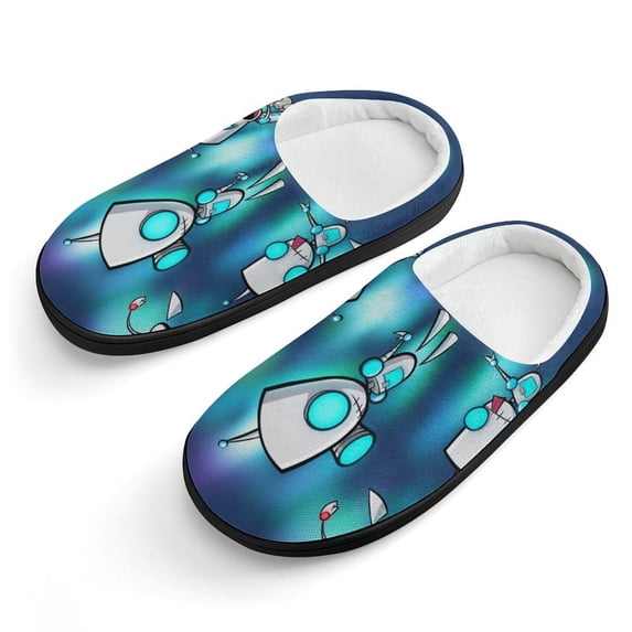 Gir Robot Invader Zim Kid's Cotton Slippers Winter Warm Soft Plush Slippers with Rubber Sole Non-Slip Indoor Outdoor Slip on Shoes Fluffy House Slippers For Boys Girls Teen