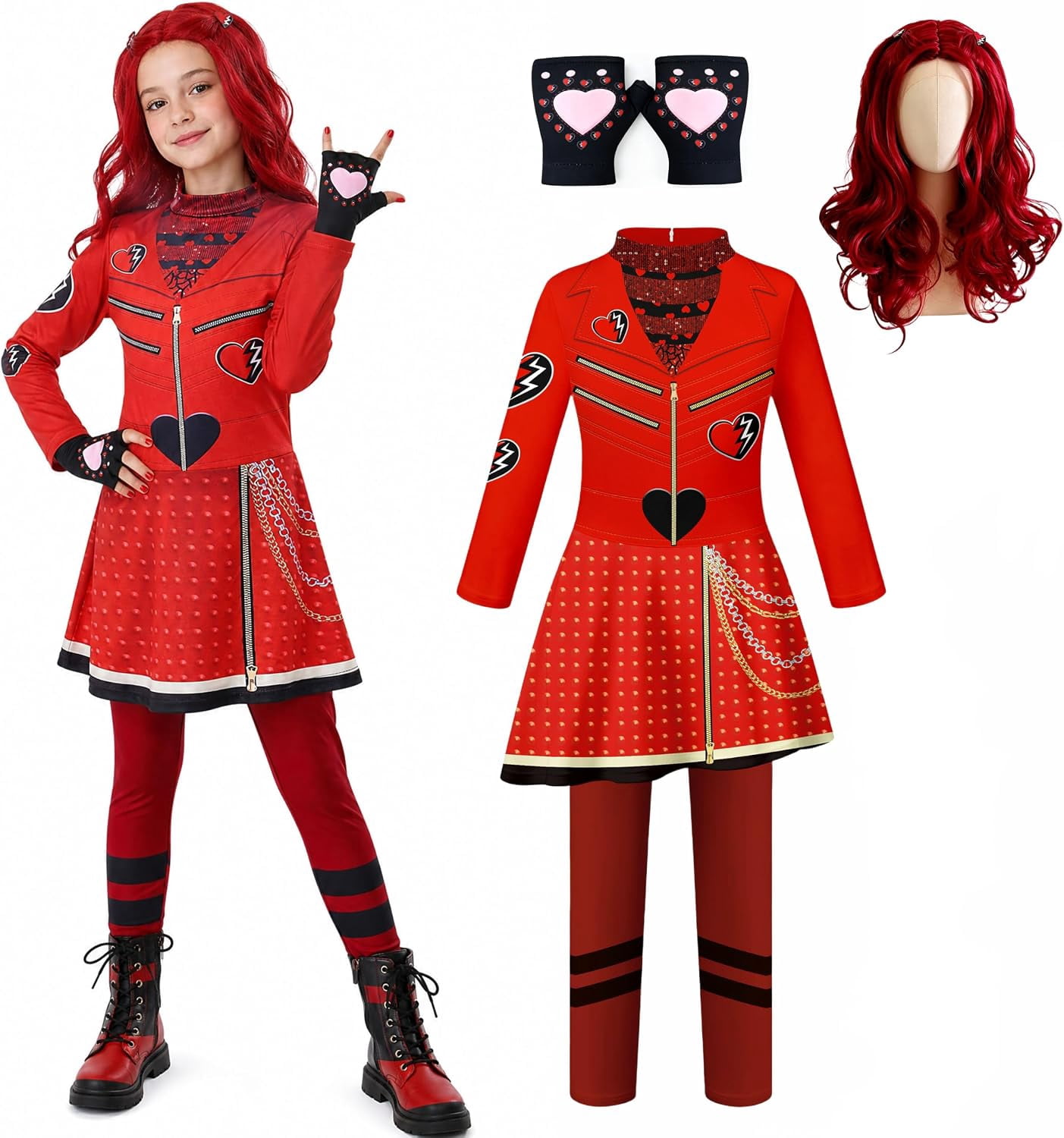 Gir'ls Princess Red Halloween Costumes Wonderland Outfits 4-13 Years ...