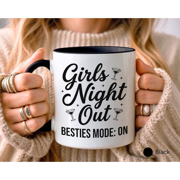 Gir1ls Night Out Mug, Besties Mode On, Fun Gift for F11RIENDS, Bachelorette Party Favors, Gir1ls TR1ip S1ouvenir, Unique Friend Mug