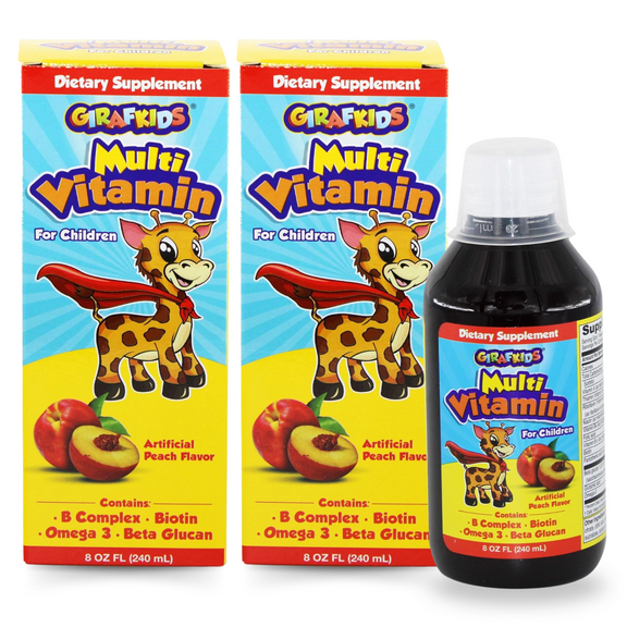 GirafKids Multivitamin for Kids with B Complex & Omega 3, 8 fl oz (2-Pack)