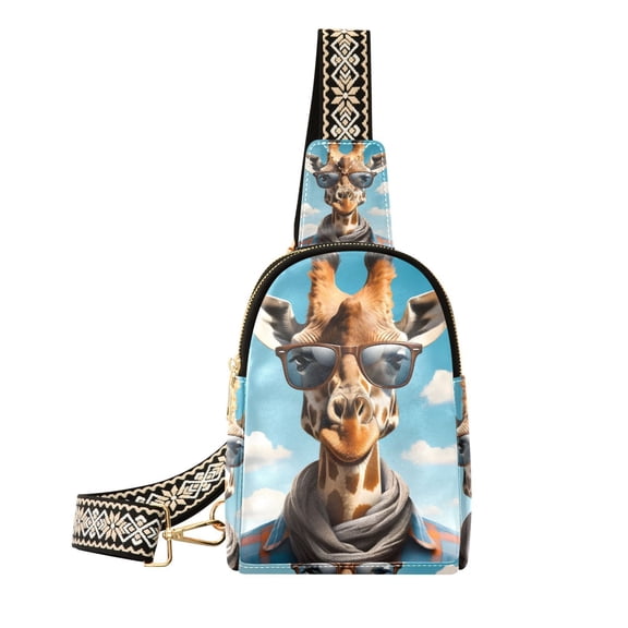 Giraffa Sunglasses Clouds Crossbody Bags Backpack Chest Bag Shoulder Bag Waist Bag for Outdoor Travel Hiking Fitness Cycling