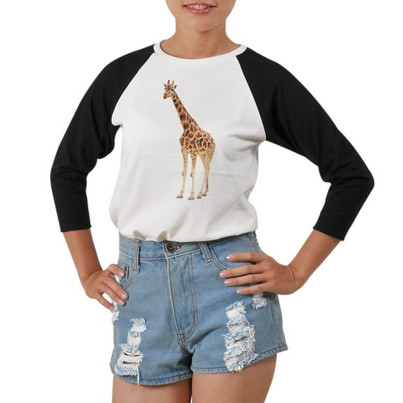 Giraffe -1 Printed 100% Cotton Elbow Sleeves Raglan T-Shirt WTS_03 L