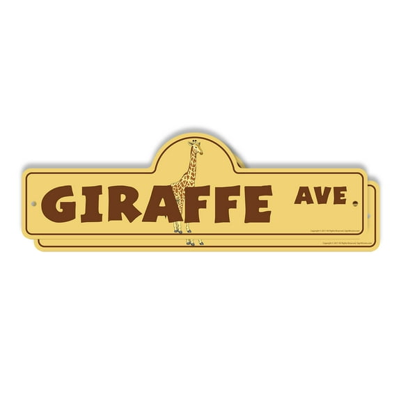 Giraffe (2 Pack) Plastic Street Sign - 7 Inch X 20 Inch Gift Animal Wildlife Safari Tall Cute Exotic Nature Zoo Decor Fun Outdoors Unique