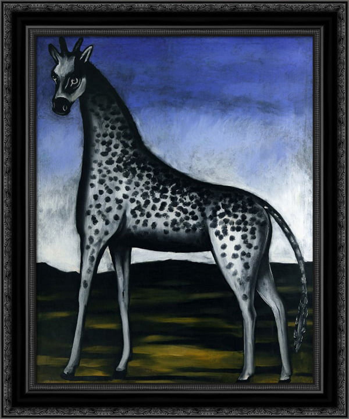 Giraffe 20x24 Black Ornate Wood Framed Canvas Art by Pirosmani