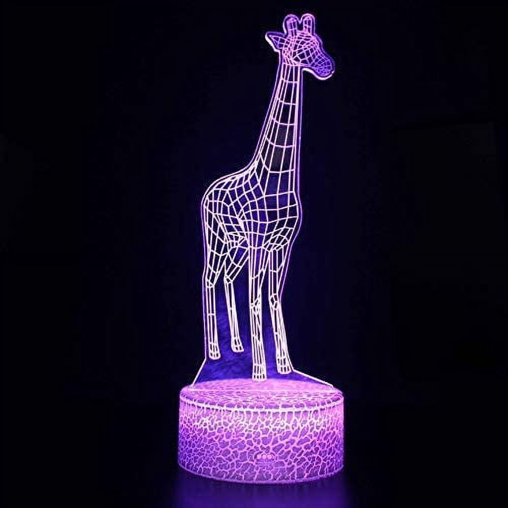 3D Giraffe Optical Illusion Lamp - Touch Control, 7 Color Changing Night Light, USB Powered