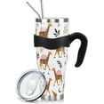 thumbnail image 1 of Giraffe 40oz Tumbler with Handle and Straw, Geometry Floral Cup Coffee Mug Stainless Steel Insulated Water Bottle, Boho Giraffe Gifts for Women Men Girl Birthday Christmas, 1 of 6