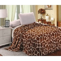 Giraffe Animal Print Flannel Throw Plush Cozy Super Soft Fleece Blanket