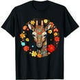thumbnail image 1 of Giraffe Artwork Colourful Flowers Animals Zoo Giraffe T-Shirt, 1 of 3