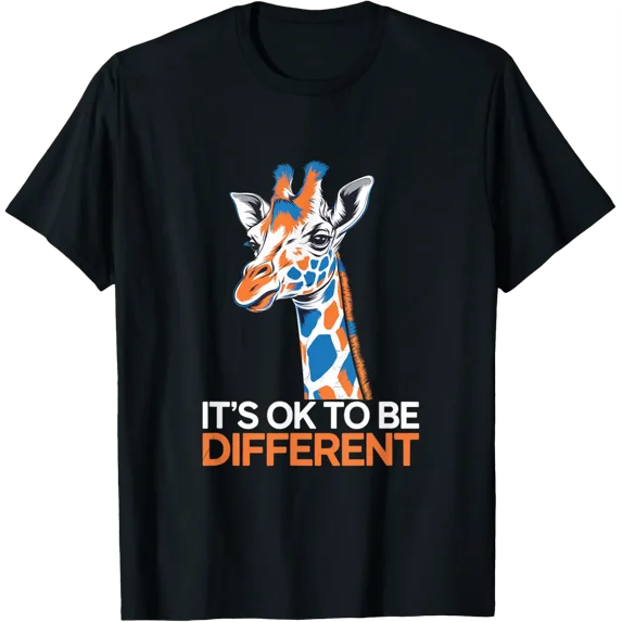 Giraffe Autism Autistic Awareness It's Ok To Be Different Graphic ...