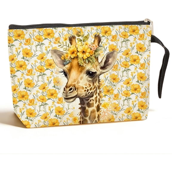 Giraffe Bag Giraffe Gifts Giraffe Themed Gifts Lover Gifts for Women Female Farm Girl BFF Coworker Toiletry Bag Graduation Mothers Day Birthday Gifts Floral Makeup Bag