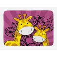 thumbnail image 1 of Giraffe Bath Mat, Cartoon Style Animals Starburst Family with Sunbeam Effect Background, Plush Bathroom Decor Mat with Non Slip Backing, 29.5" X 17.5", Dark Magenta and Yellow, by Ambesonne, 1 of 2