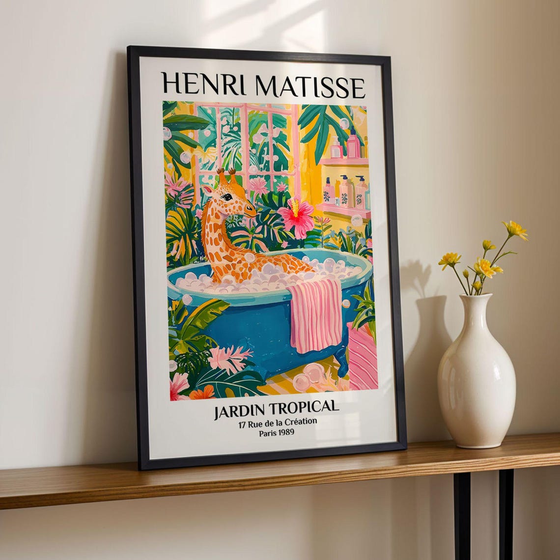 Giraffe Bathroom Art Print Henri Matisse Style Funny Animal Colorful ...