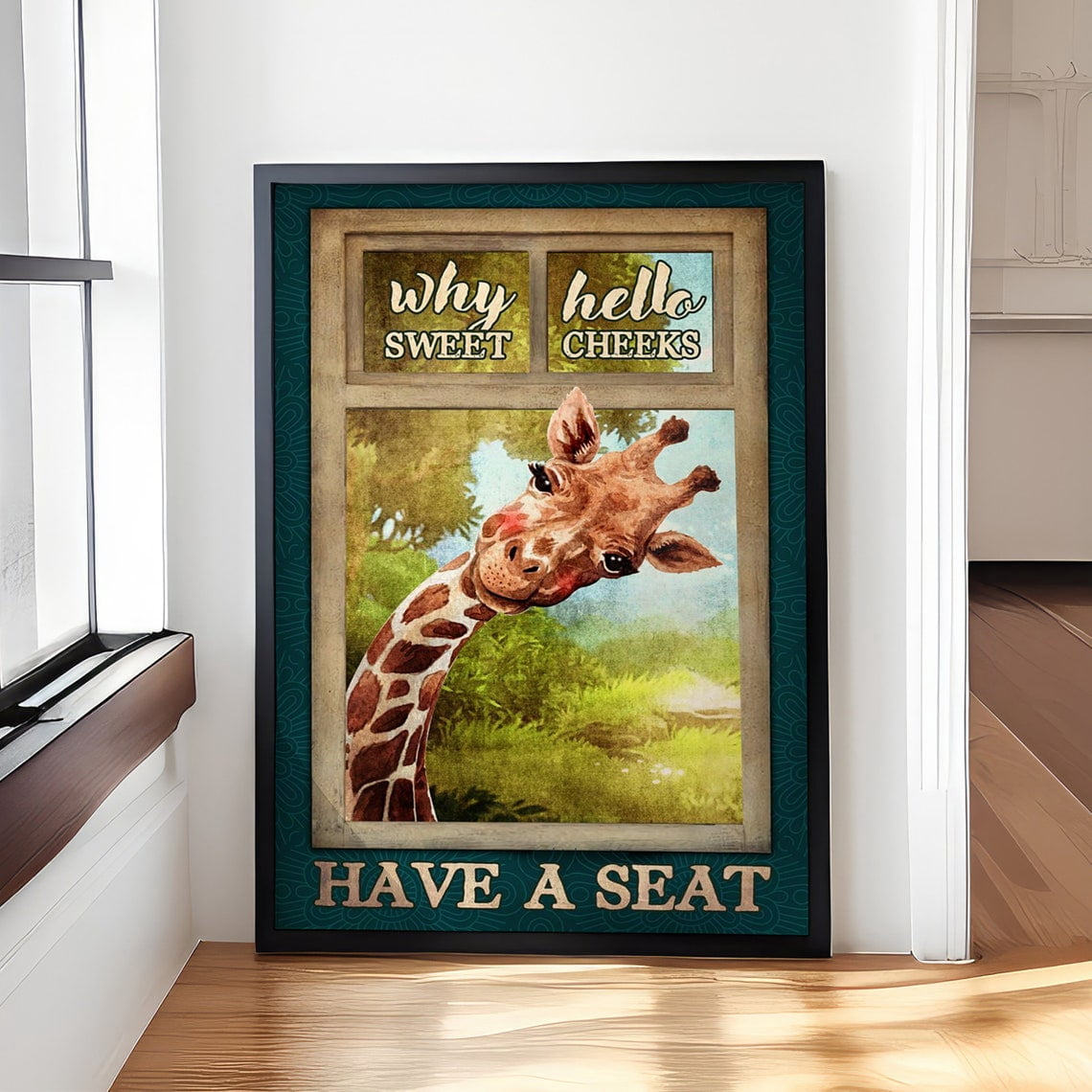 Giraffe Bathroom Wall Art Print, Decor - Walmart.com