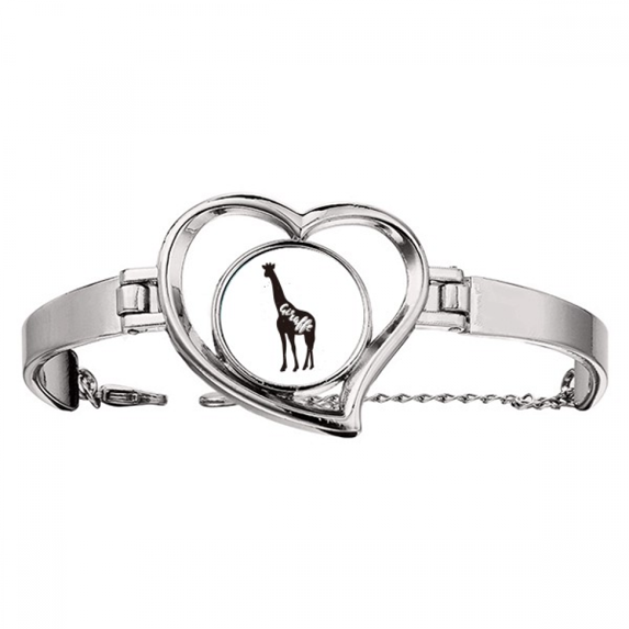 Giraffe Black And White Animal Bracelet Heart Jewelry Wire Bangle