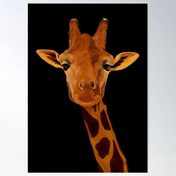 Giraffe (Black Background) Poster Wall Art, Modern Wall Decor For Living Room Bedroom, 8x12 UNFRAMED