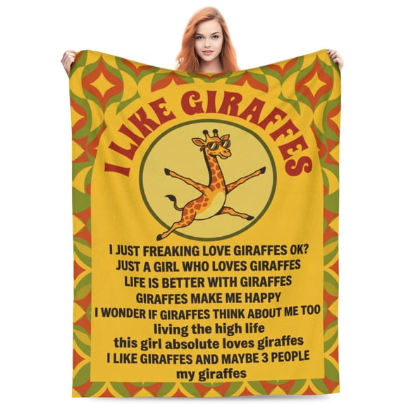 Giraffe Blanket, Cute Giraffe Flannel Throw Blanket, Soft Cozy Lightweight Blanket for Couch, Sofa, Bed, Bedroom Decor, Animal Lover Gift