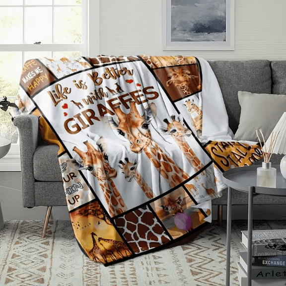 Giraffe Blanket Funny Giraffe Gifts for Girls Boys Woman Kids Giraffe Lover Throw Blankets Soft Blanket Warm Fleece Flannel Plush Blankets for Bed Sofa Couch