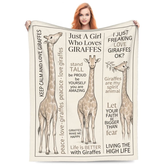 Giraffe Blanket Gifts, Giraffe Lover Flannel Throw Blanket, Soft Cozy Lightweight Blanket for Sofa, Couch, Bed, Bedroom Decor