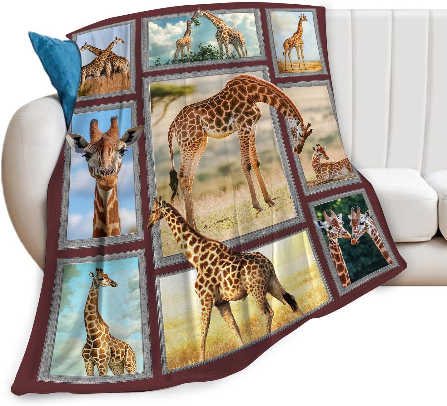 Giraffe Blanket Gifts for Girls Boys Soft Warm Plush Wild Animal Giraffe Throw Blanket Flannel Fleece Fuzzy Giraffe Blanket for Kids Women Man Lover Bed Couch Living Room Decor 60"X50"