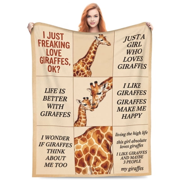 Giraffe Blanket Gifts, Soft Flannel Throw Blanket for Room Decor, Cozy Blanket for Couch, Bed, Christmas Birthday Gifts