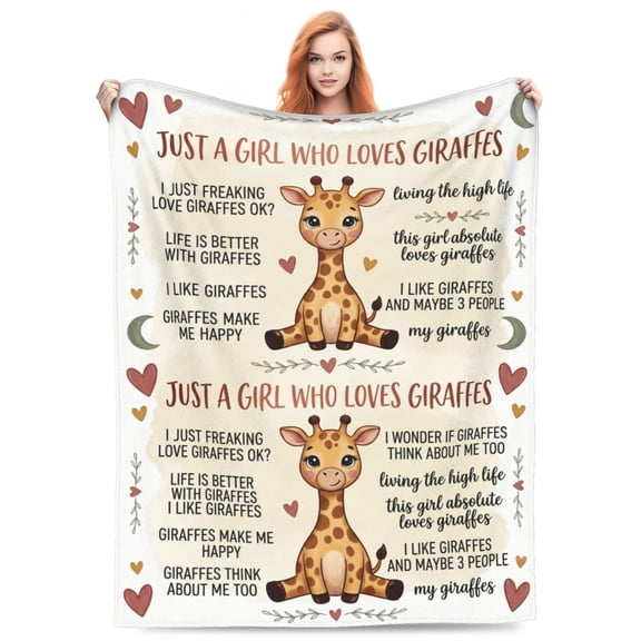 Giraffe Blanket, Giraffe Gifts, Soft Cozy Flannel Throw Blanket with Giraffe Design, Warm Blanket for Sofa, Couch, Bed, Room Decor