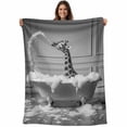 thumbnail image 1 of Giraffe Blanket Soft Cozy Warm Throw Blanket for Couch, Plush Fuzzy Flannel Fleece Blankets for Sofa, Funny Animal Bathtub Abstract Art Grey Bed Blankets Lightweight Gifts for Women, 40"x60", 1 of 9