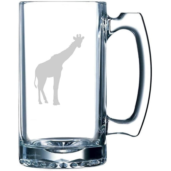 Giraffe Body Zoo Animal Themed Etched 25oz Beer Mug