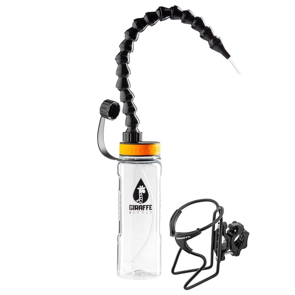 Giraffe Bottle Tower Hands Free Drinking System, Clear Bottle, With Bottle Holder - 15 Inch / 38 Cm Neck
