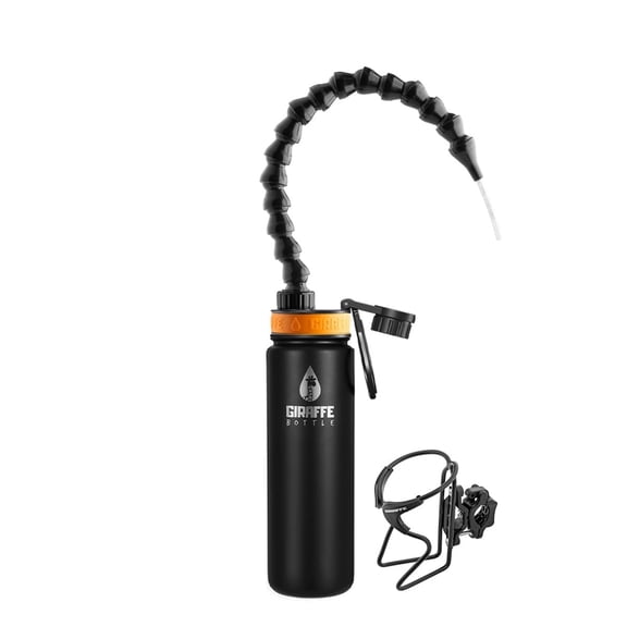 Giraffe Bottle Tower Hands Free Drinking System, Stainless Steel, With Bottle Holder - 15 Inch / 38 Cm Neck