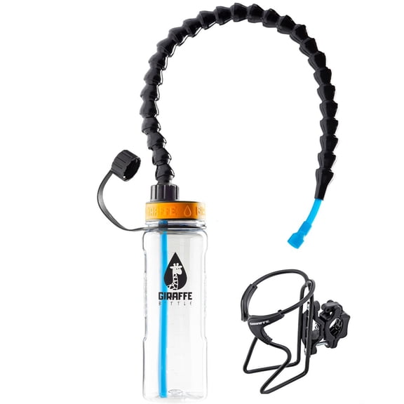 Giraffe Bottle Tower XL Hands Free Drinking System, Clear Bottle, With Bottle Holder - 25 Inch / 63 Cm Neck