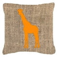 thumbnail image 1 of Giraffe Burlap and Orange Fabric Decorative Pillow, 1 of 2