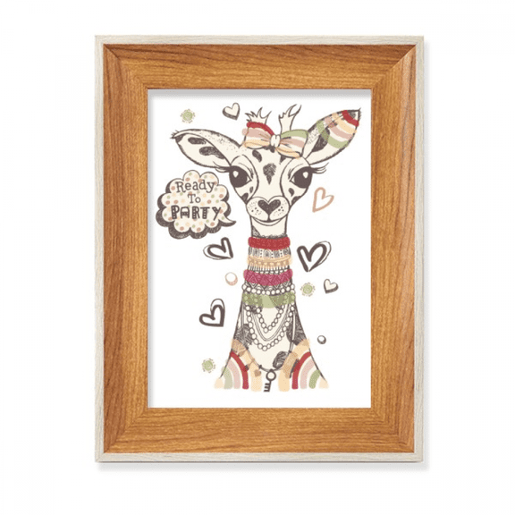 Giraffe Cartoon Animal Colourful Desktop Wooden Photo Frame Display Picture Art Painting Multiple Sets
