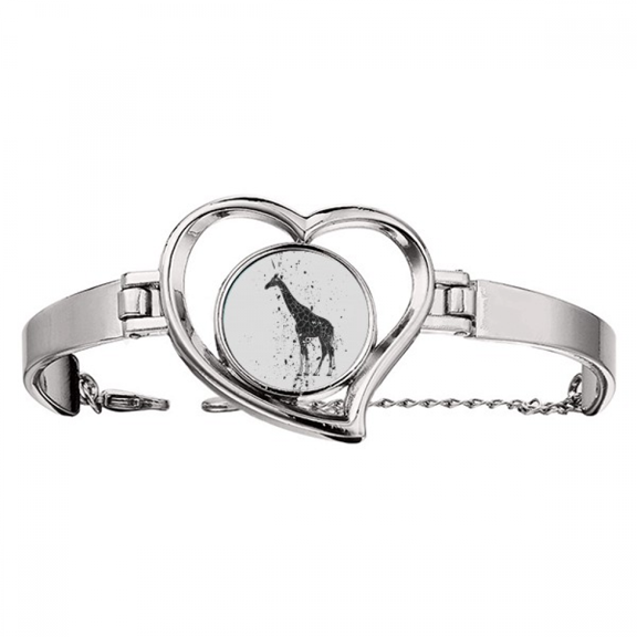 Giraffe Cartoon Animal Grey Bracelet Heart Jewelry Wire Bangle