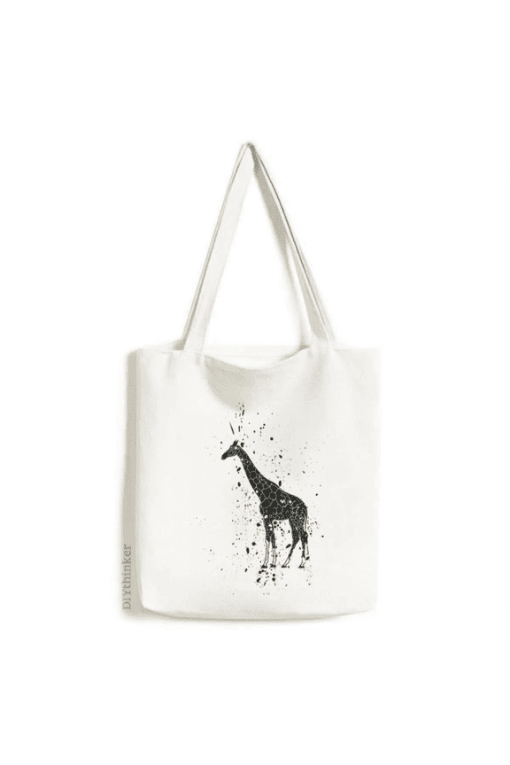 Giraffe Cartoon Animal Grey Tote Canvas Bag Shopping Satchel Casual Handbag