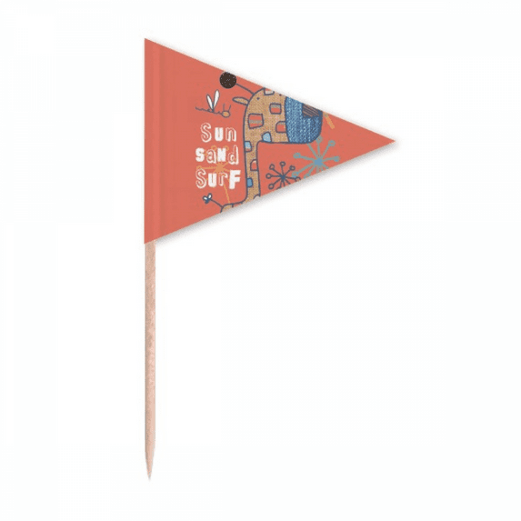 Giraffe Cartoon Animal Sunshine Red Toothpick Triangle Cupcake Toppers Flag