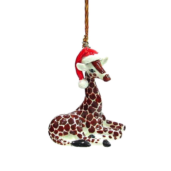 Little Critterz Giraffe Porcelain Christmas Ornament, Hand-Painted Safari Animal Hanging Decoration, Miniature Collectible Holiday Dcor, Gift for Animal Lovers