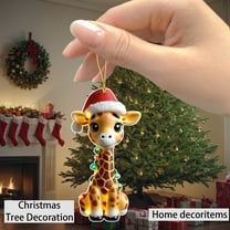 Giraffe Christmas Tree Ornament - 2D Acrylic Multi-Functional Holiday Decoration for Christmas Trees,Cars & Gift Packaging,Easy to Install with Hanging Rope,Festive Gift for Family & Friends