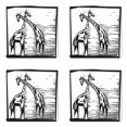 thumbnail image 1 of Giraffe Coaster Set of 4, Woodcut Style African Endemic Animals Fauna Sketch Monochrome Pattern, Square Hardboard Gloss Coasters, Standard Size, Charcoal Grey and White, by Ambesonne, 1 of 2