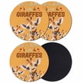 thumbnail image 1 of Giraffe Coasters Set of 4, Absorbent Coasters for Drinks, Red Love Heart Rustic Animals Orange Coaster for Desk Coffee Table Protection, Home Decor House Warming Gifts 4", 1 of 8