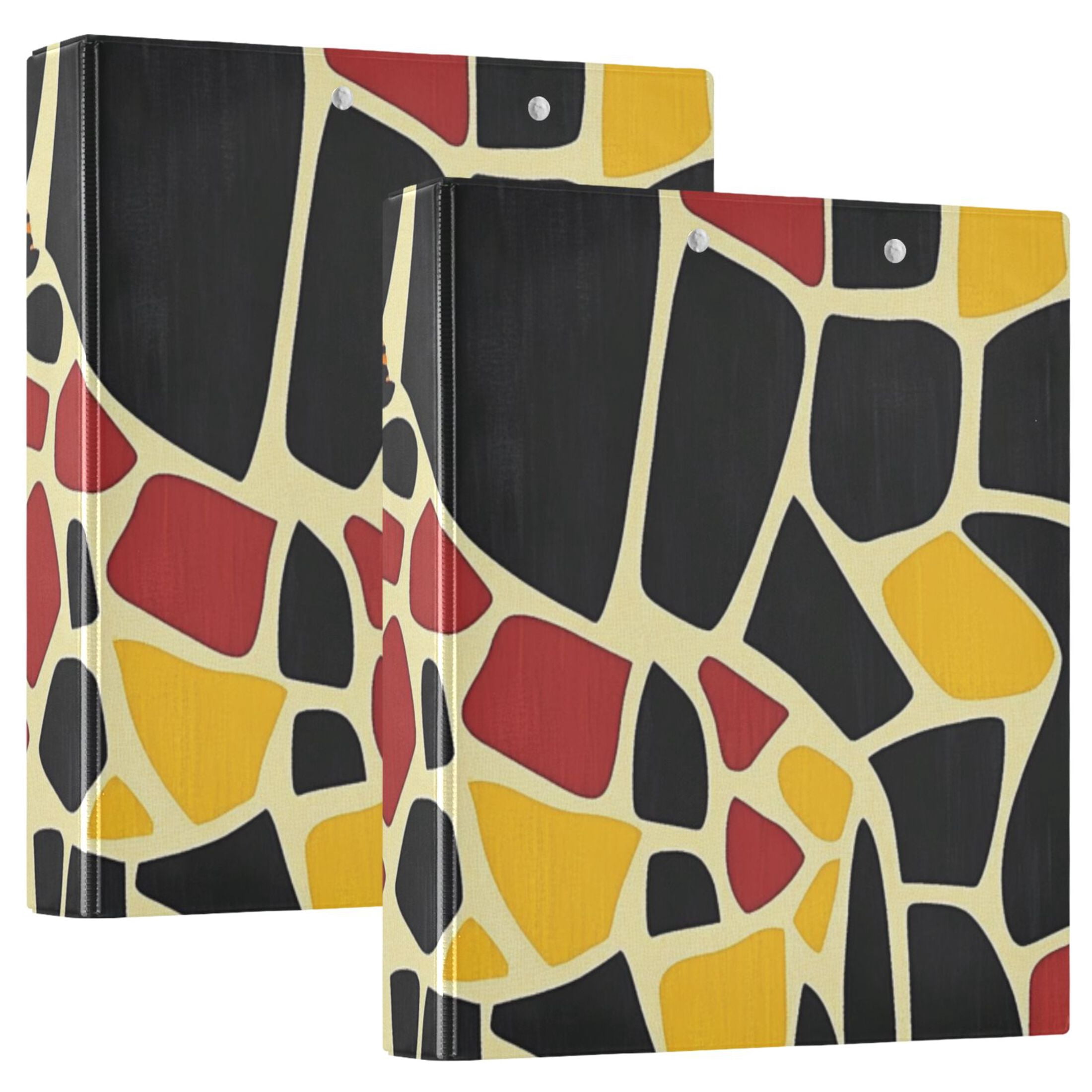 Giraffe Color Blocks 3 Ring Binders 1.5 inch Hardcover File Folders with Interior Pockets A4 Size Organizer for School Office Hospital