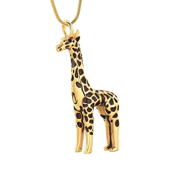 Giraffe Cremation Ashes Jewelry Keepsake Pendant Necklace for Women Men Stainless Steel Urn Necklace for Ashes