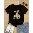 thumbnail image 1 of Giraffe Cute Cute: Girls' Cotton T-shirts, Two Giraffes with Love Patterns, Cute , Cute Sense Print Summer Top Casual Round Neck Basic Tee Daily, 1 of 6